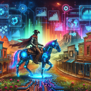 Futuristic Cowboy with Tech Gear in Digital Marketing Wild West
